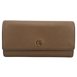 Gucci GG Marmont Lange Geldbörse aus beigem Leder