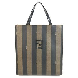 FENDI Vintage Pequin Logo Stripe Tote Bag