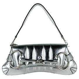 Gucci Silver Leather Shoulder Bag