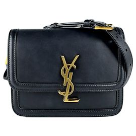 Bolsa de ombro Saint Laurent em couro preto