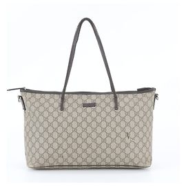 Borsa Tote Gucci GG Supreme in pelle marrone