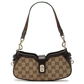 Borsa a tracolla Mini GG Canvas Web Moon Side Gucci Beige