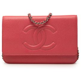 Chanel Carteira com Corrente CC Caviar Rosa