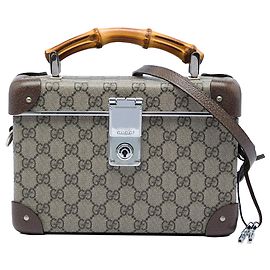 Borsa Vanity Gucci Beige GG Supreme Bamboo