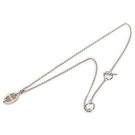 Collar con colgante Mini Maillon Hermès chapado en paladio plateado