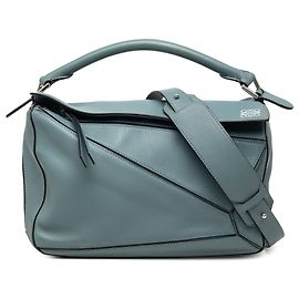 LOEWE Blue Medium Puzzle Satchel aus Kalbsleder