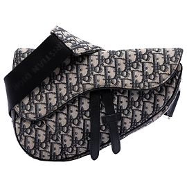 Borsa a tracolla Saddle Dior in tela Blue Oblique