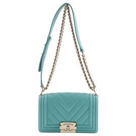 Chanel Blue Small Chevron Caviar Boy Flap