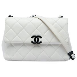 Chanel White Medium Quilted Caviar My Everything Flap