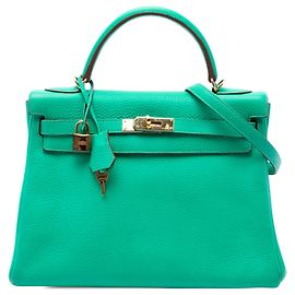Hermès Green Clemence Kelly II Retourne 32