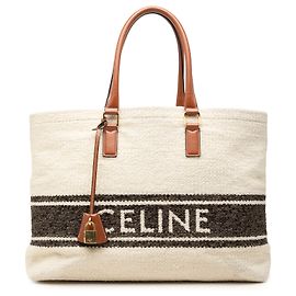 Céline Celine Brown Canvas Plein Soleil Horizontal Cabas Tote