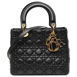 Dior Black Medium Lambskin Cannage Lady Dior