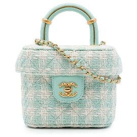 Borsa a mano Chanel Mini Tweed Crush con manico, Verde