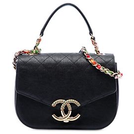 Chanel Black Paris Cuba Small Quilted Caviar Thread Around Flap