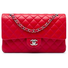 Chanel Red Medium Classic Lambskin Double Flap