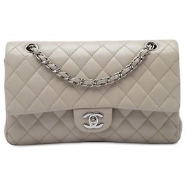 Chanel Gray Medium Classic Caviar Double Flap