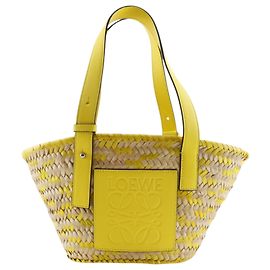 LOEWE Small Anagram Basket Tote aus beigem Raffia