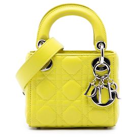 Dior Yellow Micro Lambskin Cannage Lady Dior