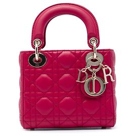 Dior Red Mini Lambskin Cannage Lady Dior