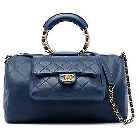 Borsa Bowling Chanel Blue Small Quilted Caviar and Lambskin In The Loop