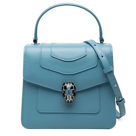 Bulgari Borsa Bvlgari Blue Small Calfskin Serpenti Forever Top Handle Bag