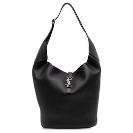 Saint Laurent Le 5 à 7 Hobo-Tasche aus schwarzem genarbtem Kalbsleder