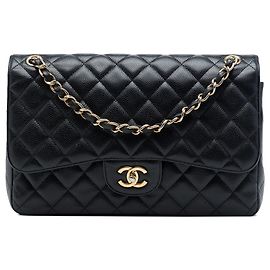 Chanel Black Jumbo Classic Caviar Double Flap