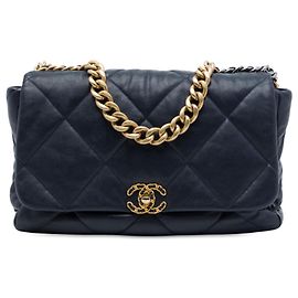 Chanel Blue Maxi Lambskin 19 Flap