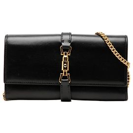 Portafoglio a catena Jackie 1961 Gucci in pelle di vitello nera