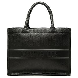 Borsa Book Tote Dior in pelle goffrata Oblique nera, dimensione Medium