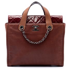 Chanel Portobello Soft Tote In The Mix aus irisierendem Kalbsleder in Braun