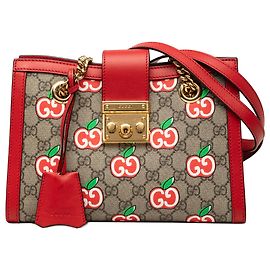 Gucci Beige Small GG Supreme Apple Padlock Tote
