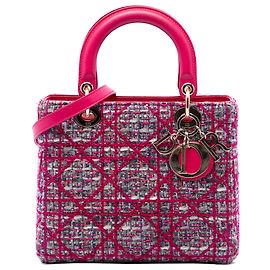 Dior Pink Medium Tweed Macrocannage Lady Dior