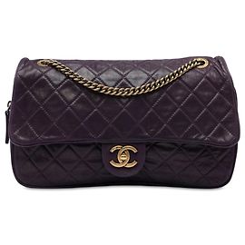 Chanel Purple Large Quilted Iridescent Calfskin Shiva Flap