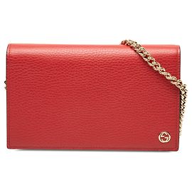 Portafoglio Betty On Chain Gucci in pelle di vitello rossa