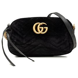 Gucci Borsa a tracolla Small GG Marmont Matelassé in velluto nero