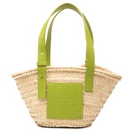 LOEWE Beige Small Raffia Anagram Basket Bag