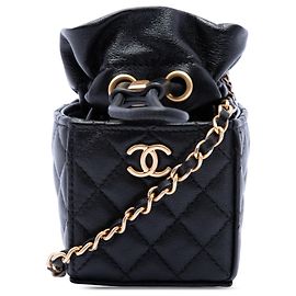 Chanel Black Mini Quilted Calfskin Drawstring Bucket Bag