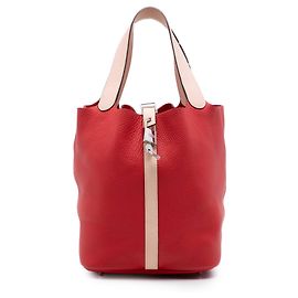 Hermès Red Bicolor Clemence and Swift Picotin Lock 26