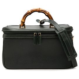 Bolsa Vanity Gucci em couro de bezerro verde com bambu