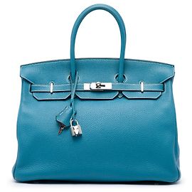 Hermès Blue Clemence Birkin Retourne 35