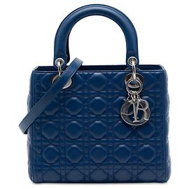 Dior Blue Medium Lambskin Cannage Lady Dior