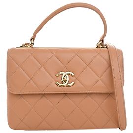 Chanel Beige Small Quilted Lambskin Trendy CC Top Handle Flap