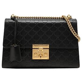 Borsa a Tracolla Gucci Guccissima Medium Nera con Lucchetto
