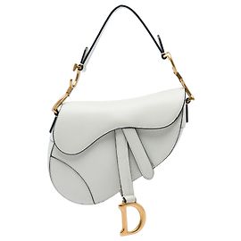 Dior Saddle Bag Mini aus weißem genarbtem Kalbsleder