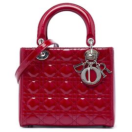 Dior Red Medium Patent Cannage Lady Dior