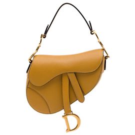 Dior Mini Saddle Bag aus braunem genarbtem Kalbsleder
