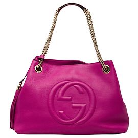 Borsa Tote Soho con catena Gucci in pelle di vitello viola taglia Medium