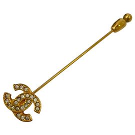 Chanel Vintage Coco Mark Strass-Anstecknadel Broche