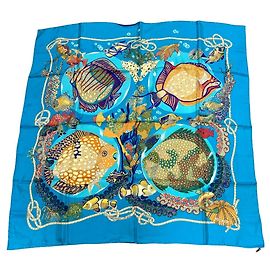 Hermès Lenço de seda Hermes Carre 90 Grands Fonds